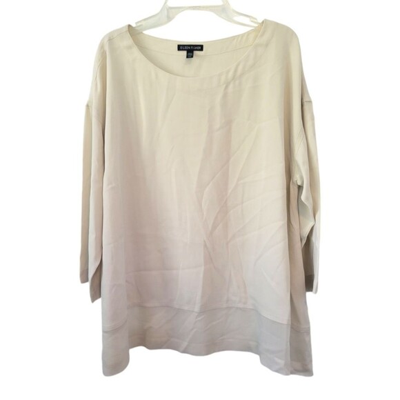 Eileen Fisher Silk Georgette Crepe Shirt Size Small Cream/Ivory - Picture 1 of 6